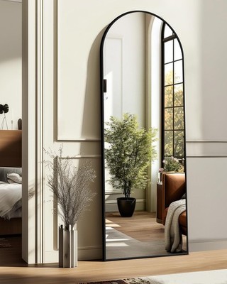 Arched Full Length Mirror, 56''x15'' Standing Body Mirror for Wall, with Alumin...