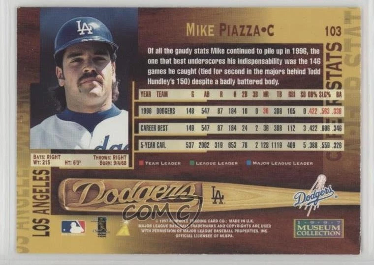 1997 Pinnacle Museum Collection Artist's Proof Mike Piazza #103 HOF - Image 2 of 2