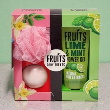Lime Mint Bath Gift Set Shower Gel Bath Bomb Puff Body Care Set