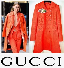 Gucci Vintage 2008 Orange Pea Coat 38 40 4 6 Sequin Logo Patch Taylor Merch XS S