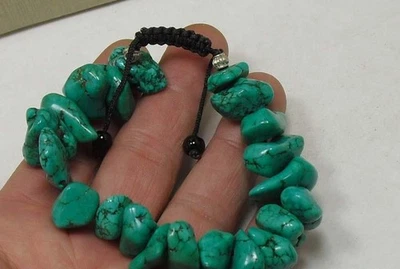 Deep green stabilized Turquoise nugget bracelet/ $0.85 combine s/h(z205-w2) - Image 1 of 2