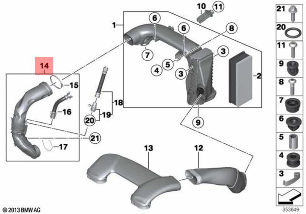 トークセン Genuine BMW F15 SUV Intake Silencer Filtered Air Pipe OEM