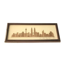 Skyscrapers Kuala Lumpur Malaysia Twin Towers Carved  Wood Art Arch Heritage