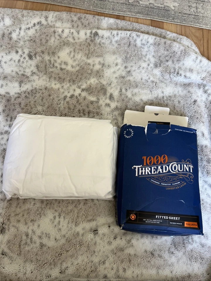 Texas Linen Co. Sábana bajera de lujo de algodón egipcio California King solo 1000TC Foto 3 de 4