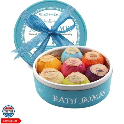 Bath Bombs, 7pcs Bubble Bath Bombs for Women, Natural Handmade Fizzies Gift S...
