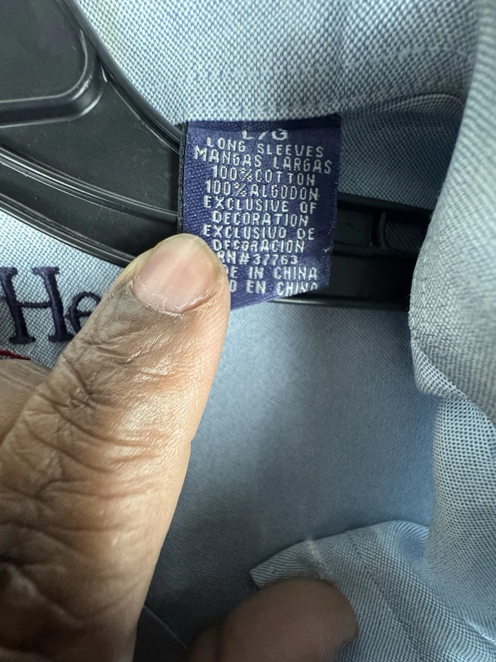 Camisa masculina vintage anos 90 DUCK HEAD manga longa com botões azul grande 100% algodão - Imagem 4 de 4
