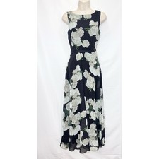 HOBBS LONDON CARLY Midi Floral Dress 4 Black Sleeveless Tea Brunch Wedding Guest