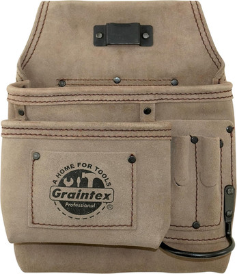 5 Pocket Nail & Tool Pouch Suede Leather for Constructors, Electricians, Plumber
