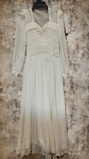 Antique / Vtg. 1947 Chiffon Wedding Dress Gown W/ Tulle Petticoat Women's Size 7