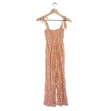 Hollister tie shoulder jumpsuit Sleeveless Floral Orange Yellow Women  s size XXS