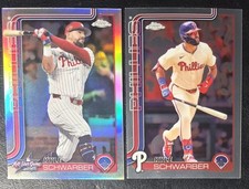 KYLE SCHWARBER SILVER Holo 2025 Topps Chrome Update ASG-19 & Base #31 PHILLIES