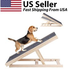 110 lbs Pet Cat Dog Stair Ramp Adjustable Wooden Ramp Steps for Bed Car