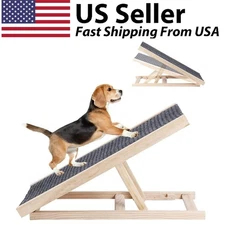 110 lbs Pet Cat Dog Stair Ramp Adjustable Wooden Ramp Steps for Bed Car