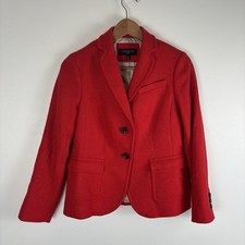 Talbots Womens 2P Shetland Wool Blend Blazer Jacket Lined Red Career Preppy