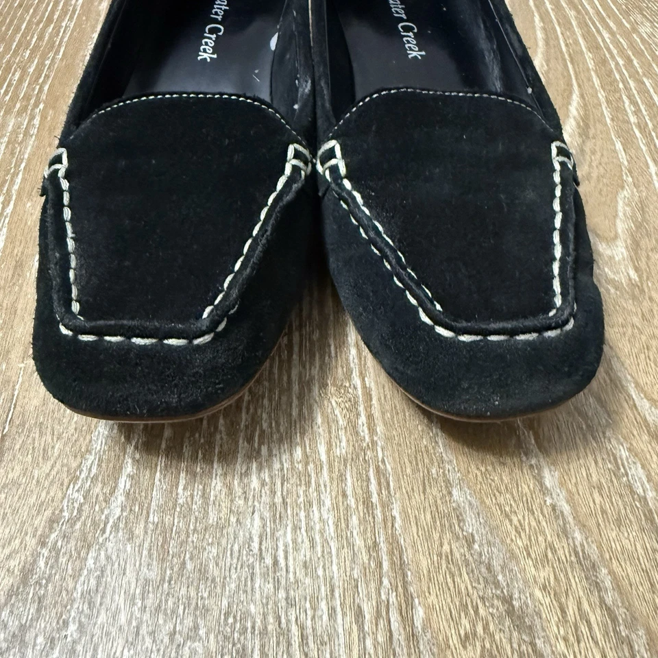 Coldwater Creek Suede Loafers Moccasins Low Wedge Heel Size 6M Leather Slip-On - Image 3 of 4
