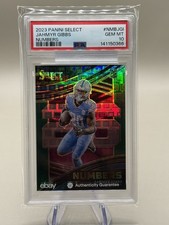 2023 Panini Select Numbers Jahmyr Gibbs #NMB-JGI Green Prizm 1/5 (RC)  PSA 10