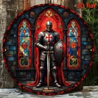 [2D Flat] Vintage Crusader Knight Aluminum Wall Tin Metal Signs 8x8 Inch Round