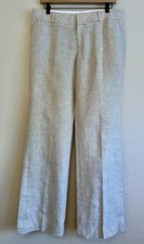 Banana Republic Martin Pants 100 Linen Wide Leg Khaki Beige Womens Sz 10 Preppy