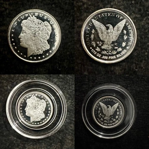 1/10 oz .999 Fine Silver Round - Morgan Dollar Design Lady Liberty BU