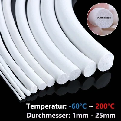 MARKENLOS Silikon Gummi Weiß Solide Rund Stab Dichtung Streifen Ø 1mm - 25mm Rundschnur