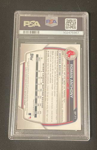 2023 Bowman Paper Prospects Gold /50 bp71 Roman Anthony RC PSA 10 POP 1  - Picture 2 of 2