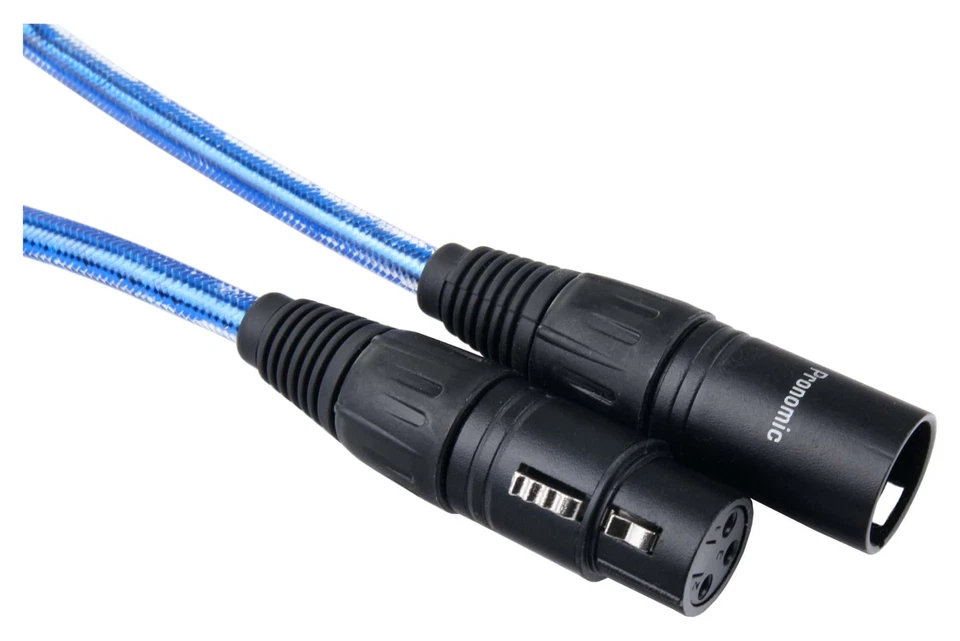 Cable XLR Microphone Audio PA Connecteur Cordon 3 Broches Male Femelle 5m Bleu - Photo 2/3
