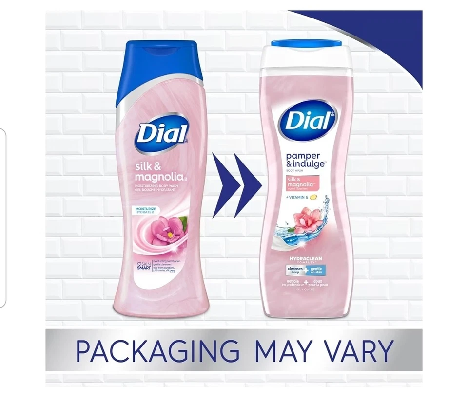 DIAL CALMANTE SEDA Y MAGNOLIA FRAGANCIA GEL DE BAÑO CON BOMBA, (BOTELLAS 3-32 OZ) Foto 3 de 4