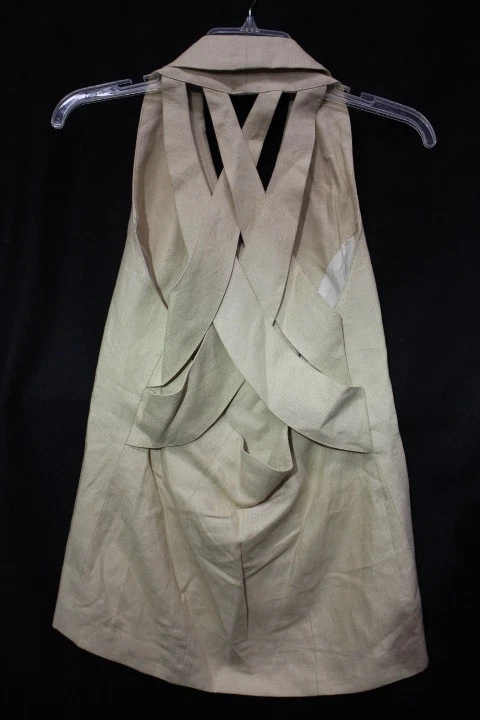 Traje Pantalón BARBARA TAYLOR Beige 100% Lino 2 Piezas con Peek A Boo Top Mujer 6-B113 Foto 3 de 4