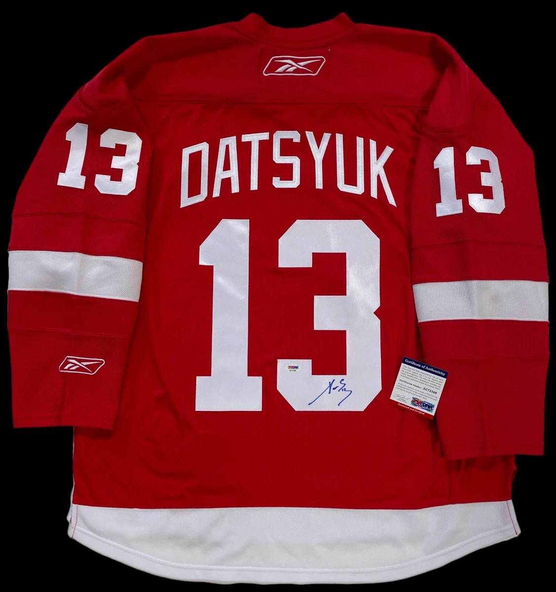 PAVEL DATSYUK SIGNED REEBOK 2008 DETROIT RED WINGS STANLEY CUP JERSEY COA XL