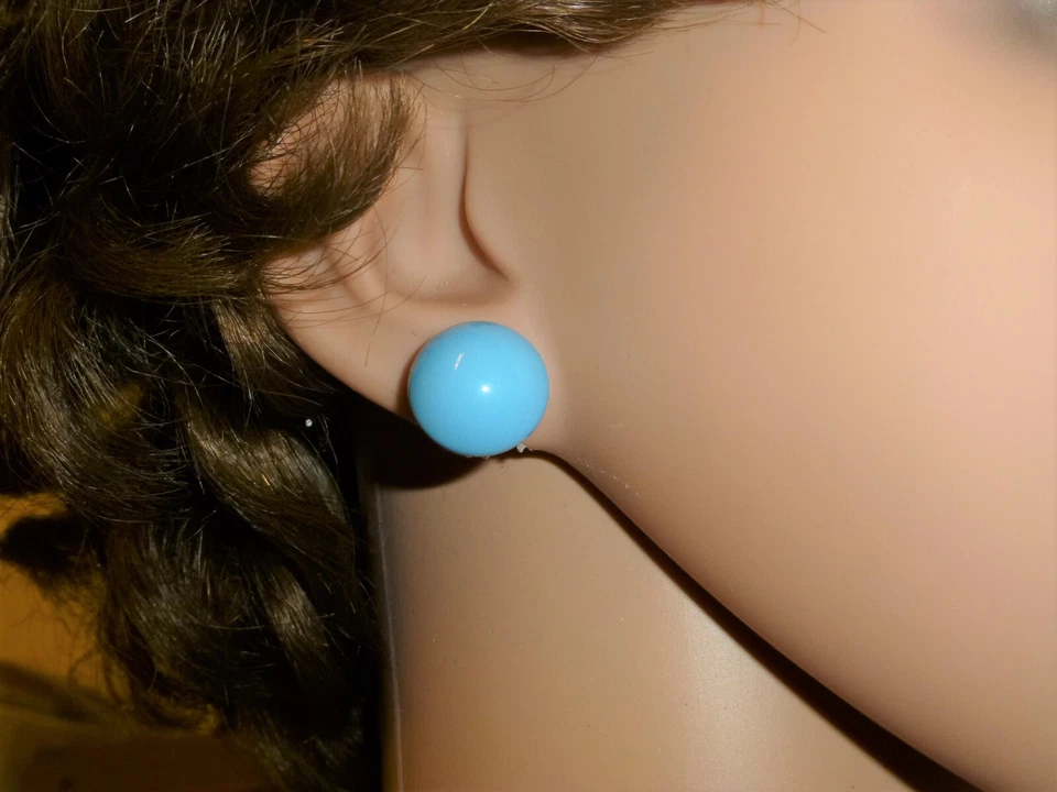 Perlen-Ohrclips Cabochon-Perle 16mm Button Silber 925 Koralle Rot Blau Grün - Bild 2 von 4