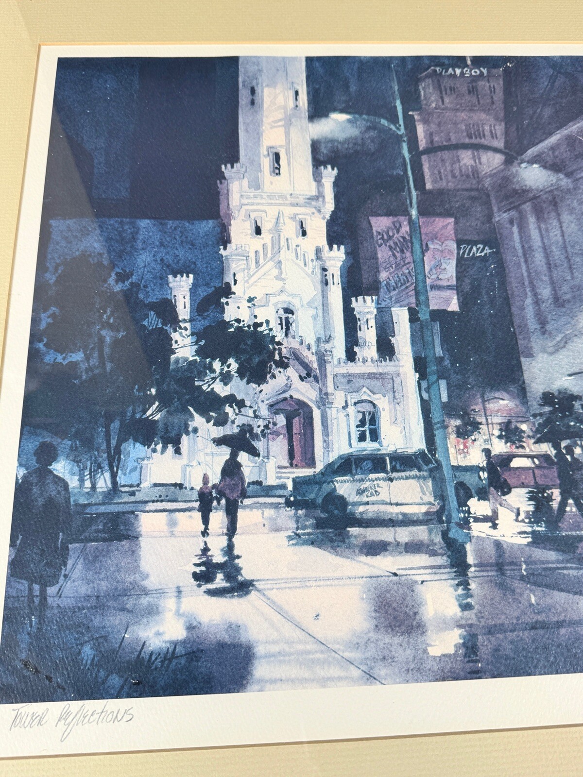 Tom Lynch Chicago Water Tower Playboy Building  “Reflections” Signed Lithograph