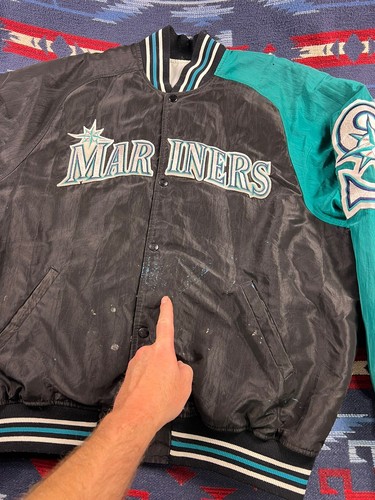 Chaqueta De Colección Seattle Mariners Starter Logo Grande PARA HOMBRES Negro Verde azulado Años 90 Griffey Era XL - Imagen 3 de 20