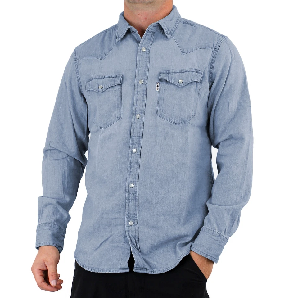 Camisa vaquera Levi's para hombre con botones a presión de perlas manga larga bolsillos con botones Foto 2 de 4