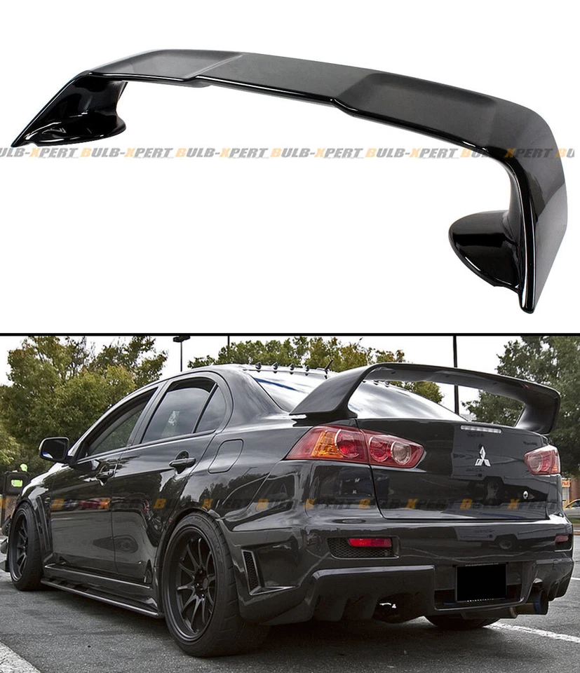 For 2008-17 Mitsubishi Lancer JDM EVO 10 X Style Gloss Black Trunk Spoiler Wing - Image 2 of 4