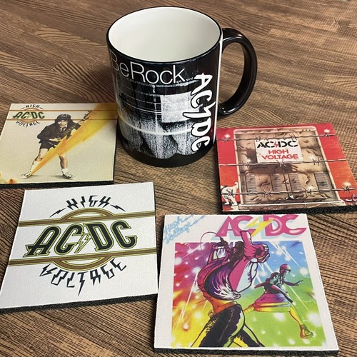 AC DC - Coffee Mug $ Coaster Set NEW Classic rock scorpions led zepplin ...