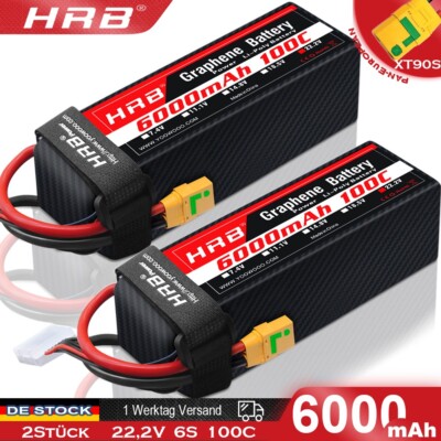 2x Graphen HRB 6s 22,2V 6000mAh XT90S Lipo Batterie für RC Hubschrauber Flugzeug