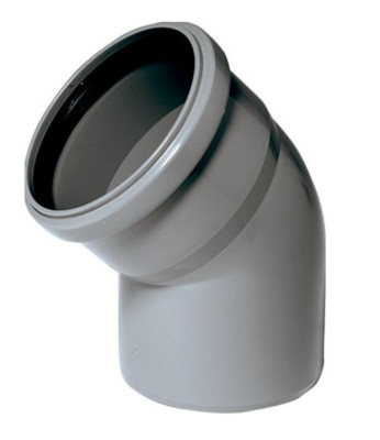 Bodenrohr 110 mm - 30 Grad Bogen - Steckmontage - Abwasser - 4'' - grau - Kanalisation