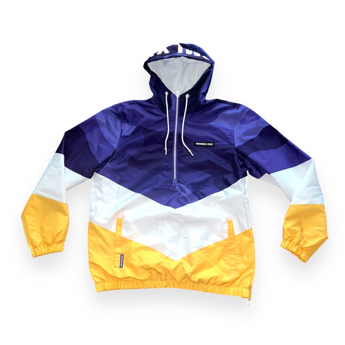 Rare Members Only 1975 Purple, White Yellow Anorak Jacket Nylon