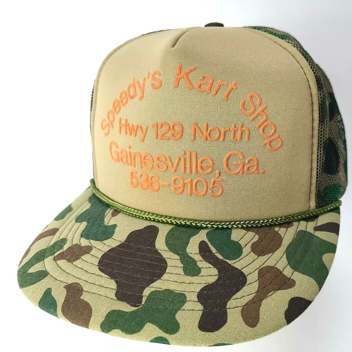 VTG Speedy's Kart Shop Hwy 129 North Gainesville Georgia Mesh SnapBack  Camo Hat