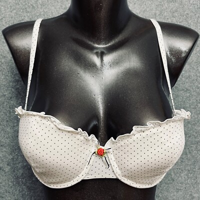 H&M Cute Dainty Romantic Padded Underwire Balconette Shelf Bra 36C White