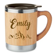 Doppelwandiger Isolierbecher aus Bambus inkl. Gravur Holz Thermobecher 300 ml 