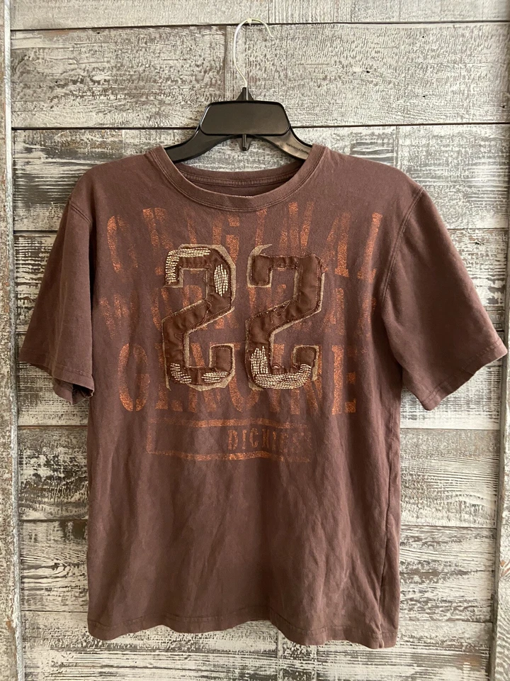 Camiseta Dickies #22 100 % algodón marrón niños talla XL 14-16 GUC Foto 2 de 4