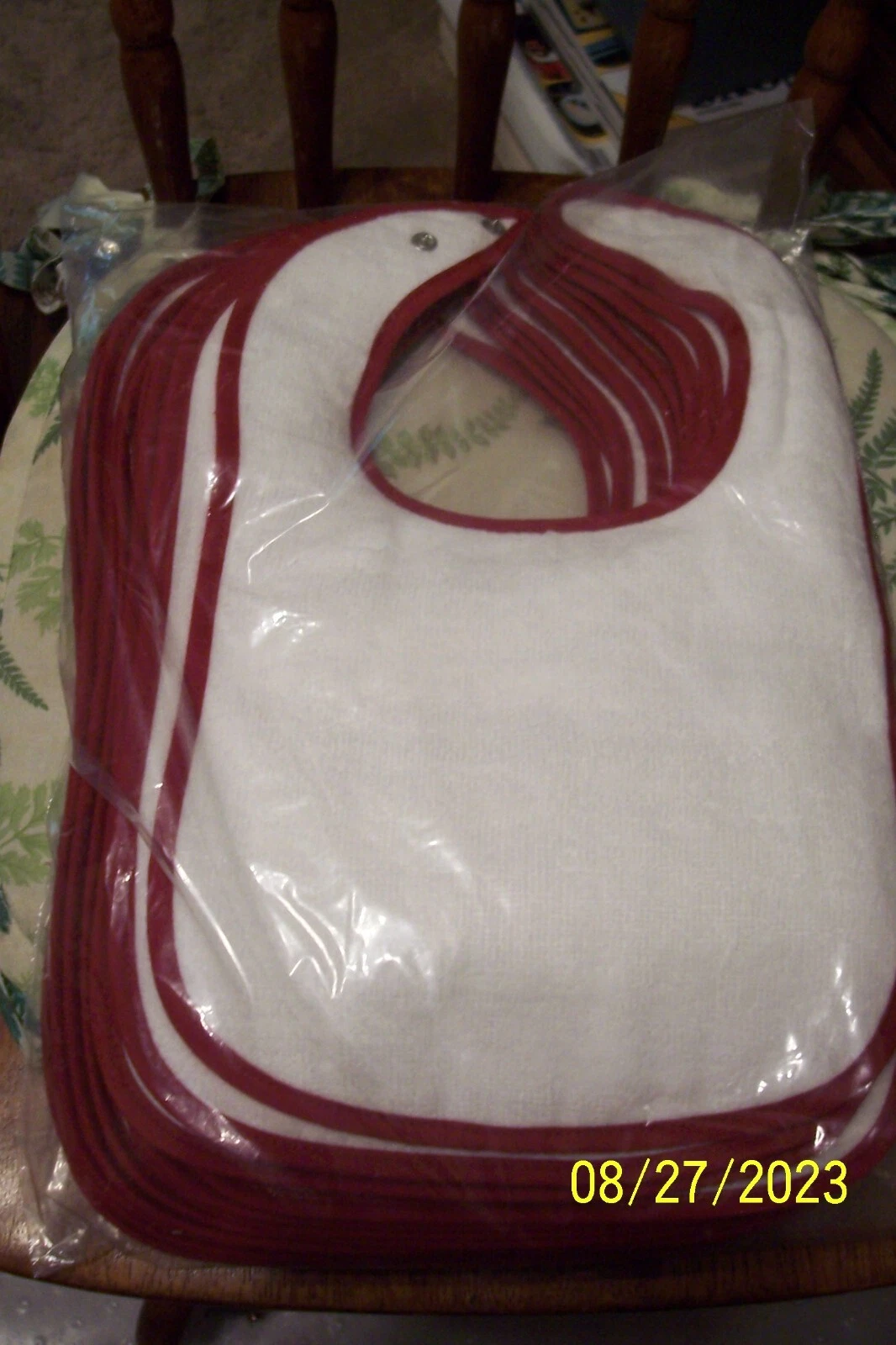 Pack of 12 Rabbit Skins Baby Bibs - Red Binding / 2 Snap Closure- NEW in Package