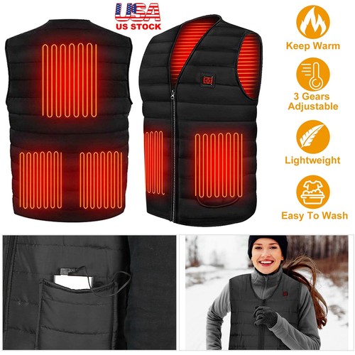 Heated Vest Warm Jacket Winter Electric USB with 10000Mah Battery Pack Heating - Picture 2 of 21