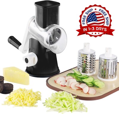 Tambor Rotativo Rallador Mano Alimentada De Col Queso Rebanador De Verduras 3In1