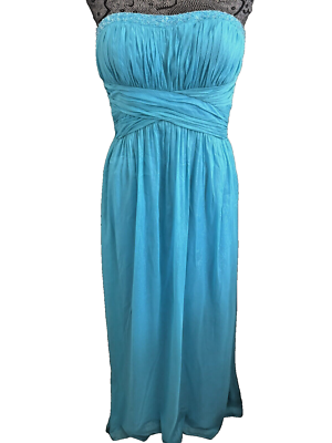 NWOT Aidan Mattox Strapless Chiffon Dress/Gown Aqua Size 8 | eBay