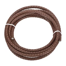 Braided Leather Cord, 6mmx2m Round Faux Leather Bolo String, Medium Brown