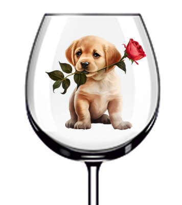 12x Hund Valentinstag Rose Bunt Weinglas Van Vinyl Aufkleber Aufkleber A5749