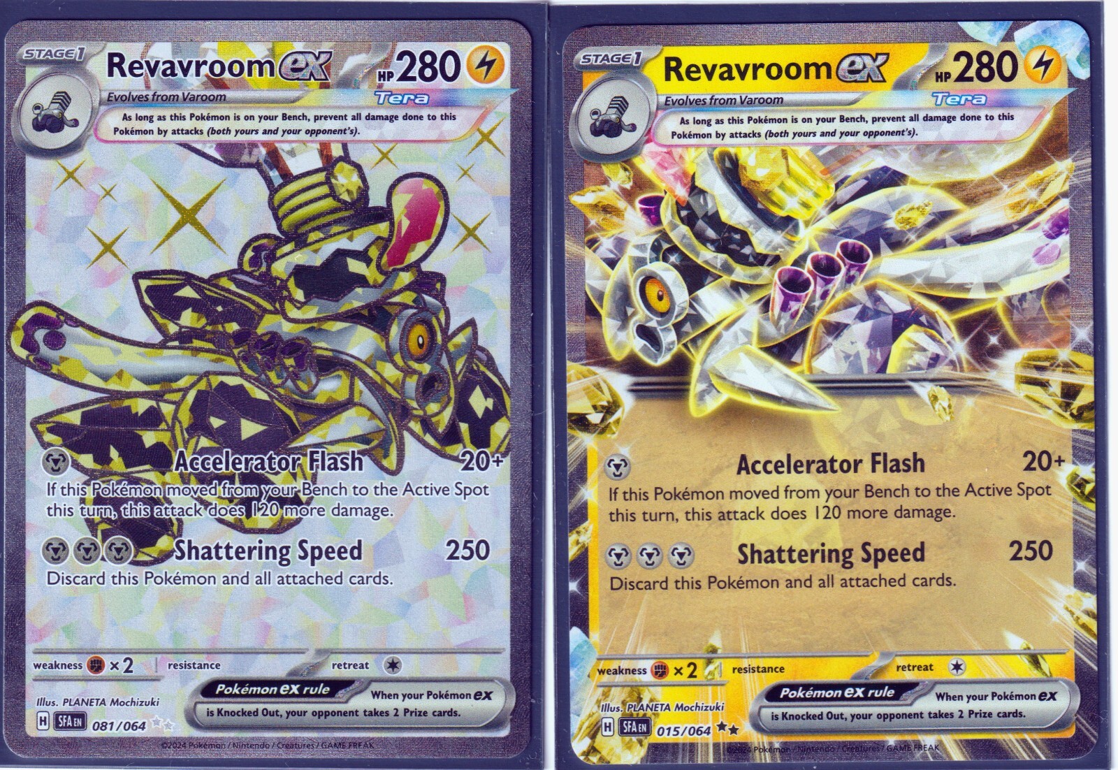 2 RARE REVAVROOM ex FULL ART (81 & DOUBLE RARE (15) SHROUDED FABLE POKEMON CARDS