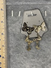 Faux Gold Butterfly Hoop Pierced Earrings